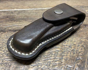 Horizontal Leather Sheath for Benchmade Mini Crooked River Folding Knife