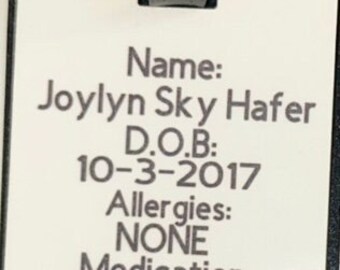 Car seat safety tag