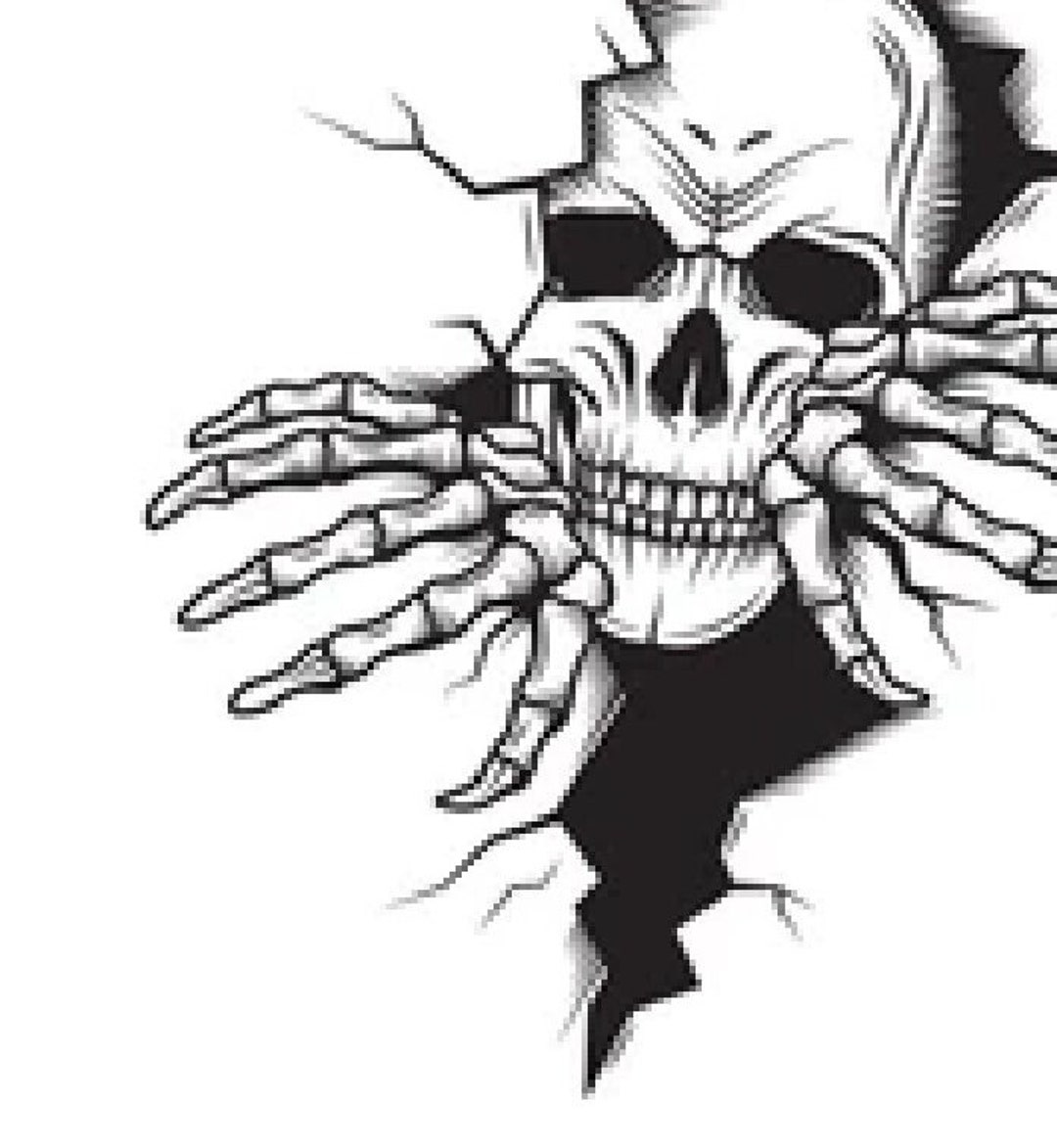 Creepy Skeleton Peeking Through Wall Car Stickers Car Etsy