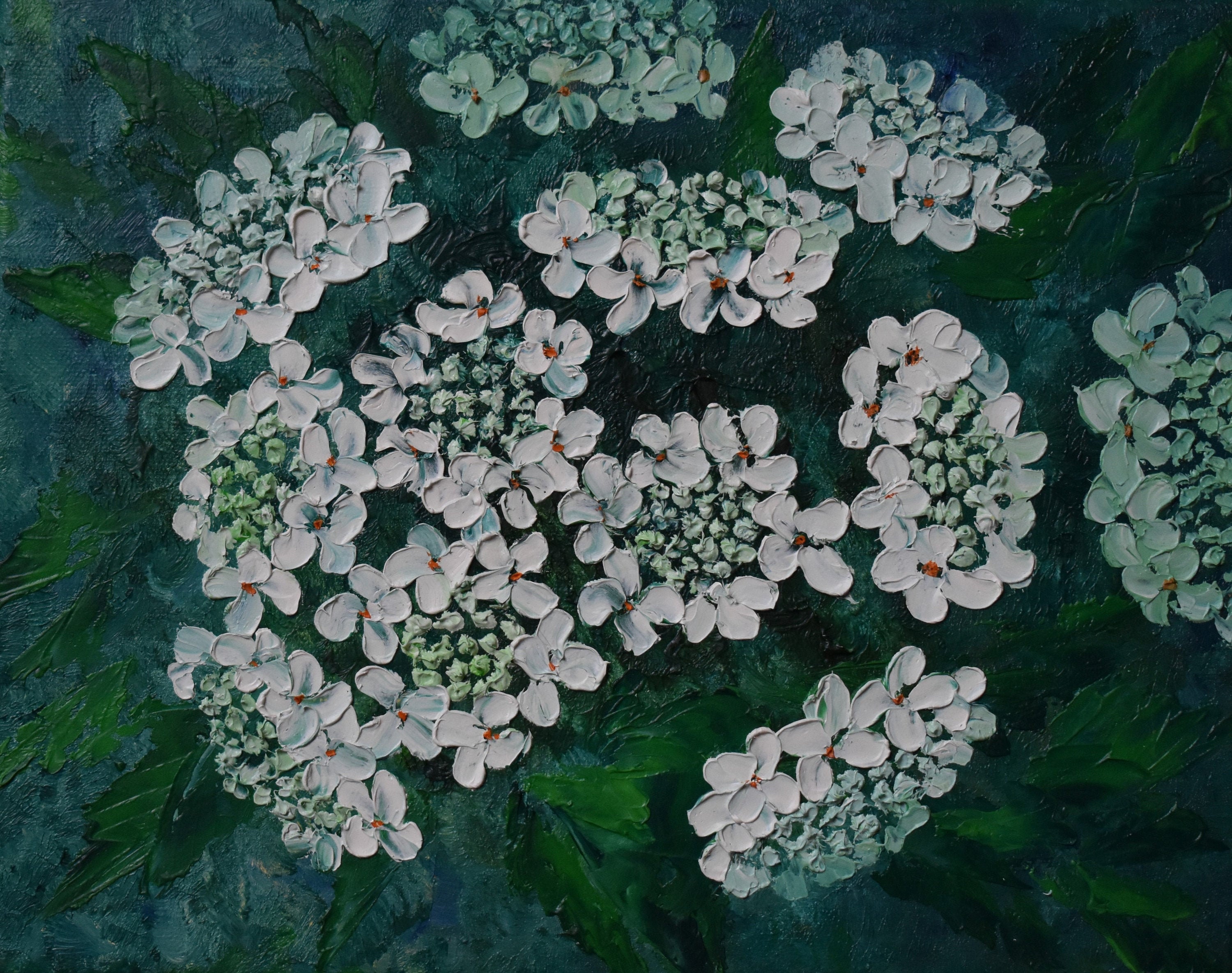 White Flowers Oil Painting on Canvas Original Abstract Texture Etsy