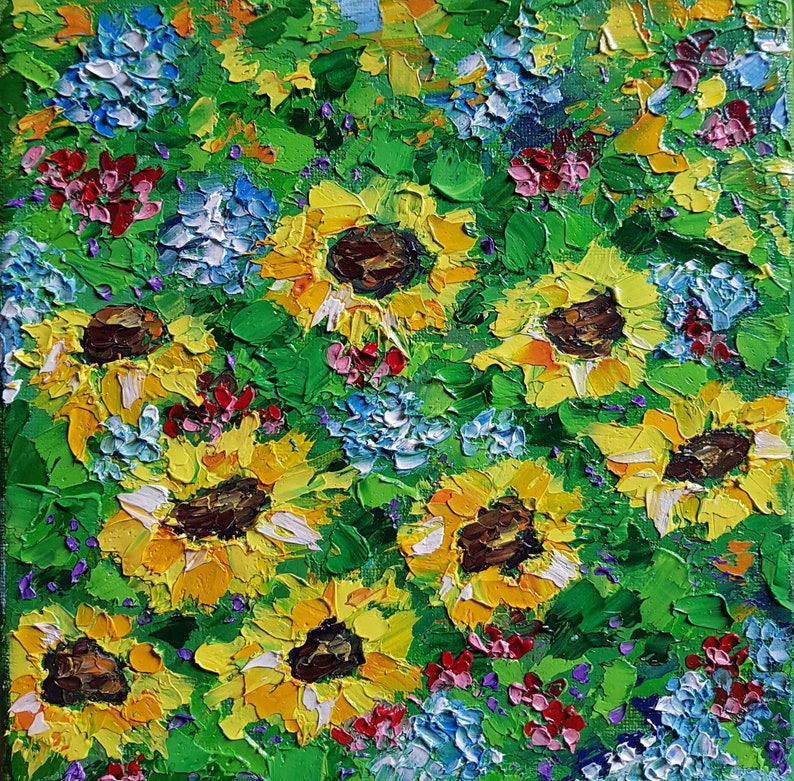 Wildflowers Original Floral Oil Painting Meadow Miniature Artwor Wildflowers Original Floral Oil Painting Meadow Miniature Artwor