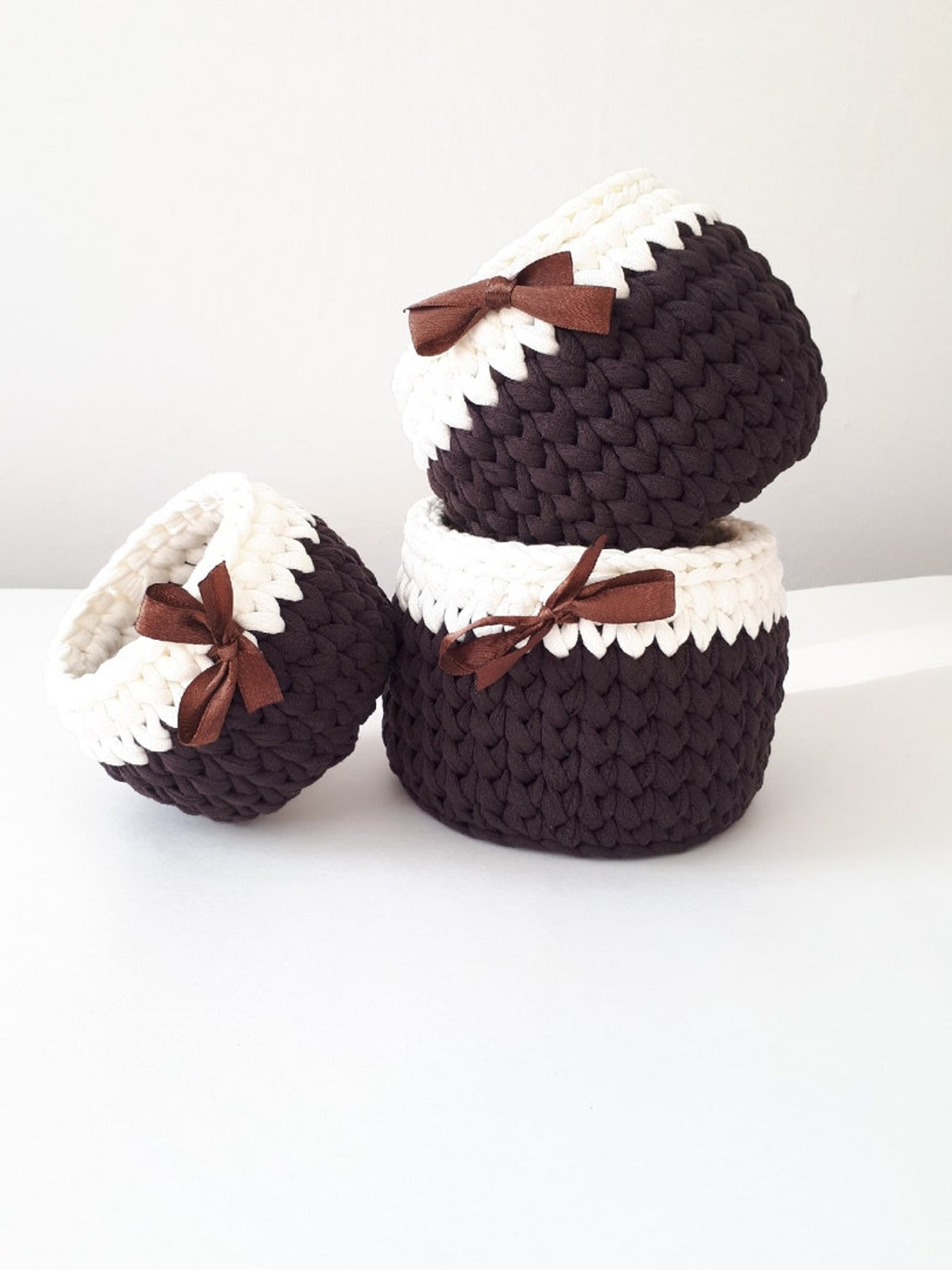 Knitted Baskets A Gift for Mom House Warming Gift Basket Etsy