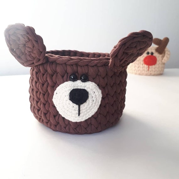 Basket bear Crochet Bear Basket Crochet Basket Storage Etsy