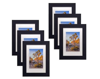 Black Wooden Picture Frame with Tempered glass horizontal/vertical display 6 Set 5x7 frame