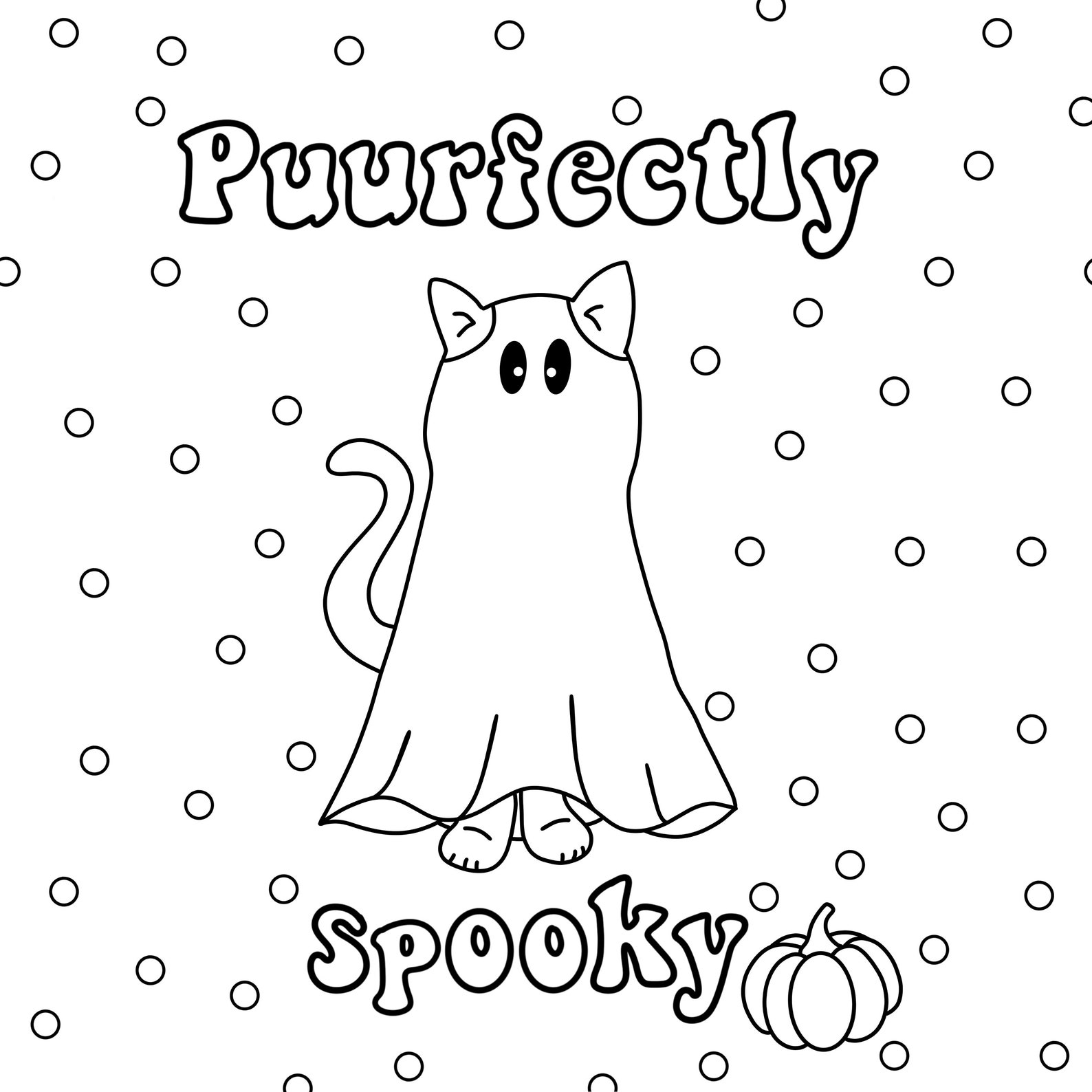 Puurfectly Spooky Cat Coloring Page Etsy