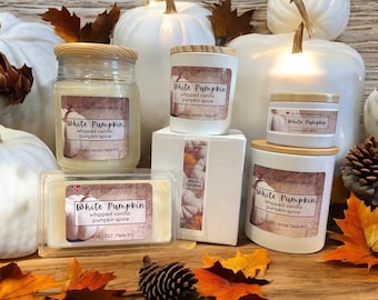 white pumpkin scented soy candle