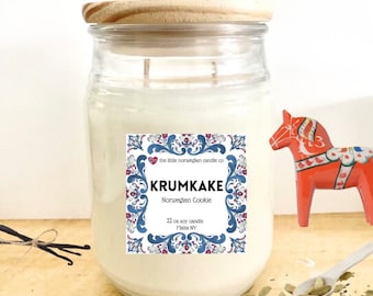 Norwegian Christmas Cookie, vanilla wafer scented soy candle, krumkake scented candle, krumkake, norway gift nordic decor Scandinavian gift