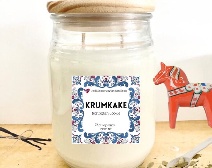 Norwegian Christmas Cookie, vanilla wafer scented soy candle, krumkake scented candle, krumkake, norway gift nordic decor Scandinavian gift
