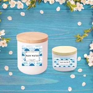 rain water scented soy candle, fresh scented candle, tropical scent, soy candle, fresh rain scent, essential oils candle, spa candle