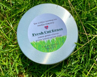 Fresh cut grass scented candle, grass smell, earthy scent candle,lemongrass, sage, soy candle, clean burning, Father’s Day gift