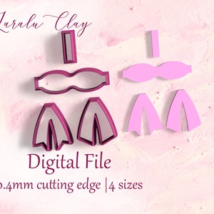 Könnte beinhalten: Eine digitale Datei für einen Satz von vier Ausstechern in Form eines Bikinis. Die Ausstecher sind rosa und haben eine Schneidekante von 0,4 mm. Die Datei enthält 14 Größen.