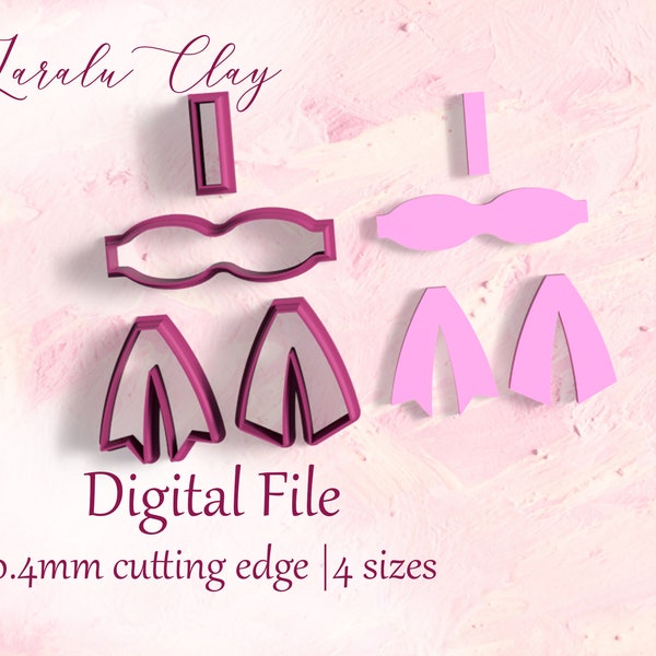 Bow Template Clay Cutter STL | STL Digital File | 4 Sizes | Bow tie Cookie cutters | Bowtie Polymer Clay Earrings | Laralu Clay STL