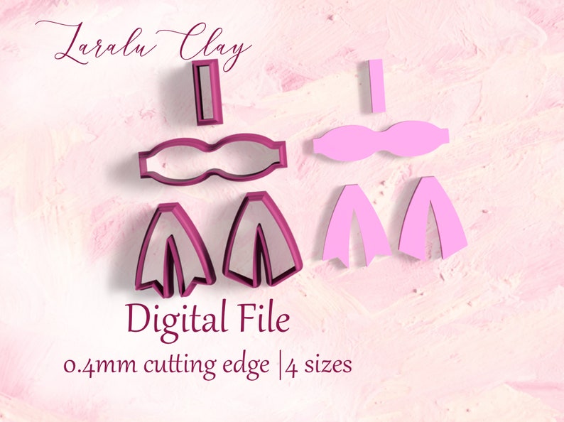 May include: A digital file for a set of four cookie cutters in the shape of a bikini. The cutters are pink and have a 0.4mm cutting edge. The file includes 14 sizes.