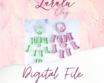 Skeleton Polymer Clay Cutter File | Digital STL File | 2 Sizes | Cookie cutters | Polymer Clay Earrings  | Laralu Clay