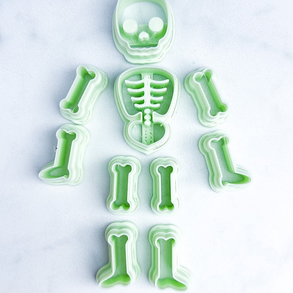 Skeleton Polymer Clay Cutter Set | Polymer Clay Earrings | Cookie cutters | Halloween cutters | Metal air dry silver