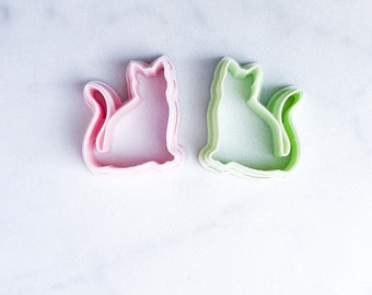 Sitting Cat Polymer Clay Cutter | Polymer Clay Earrings | Halloween Cookie cutters | Metal air dry silver