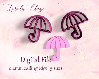 Umbrella Polymer Clay Cutter STL | Digital STL File | 5 Sizes |  Cookie cutters | Polymer Clay Earrings | Laralu Clay STL