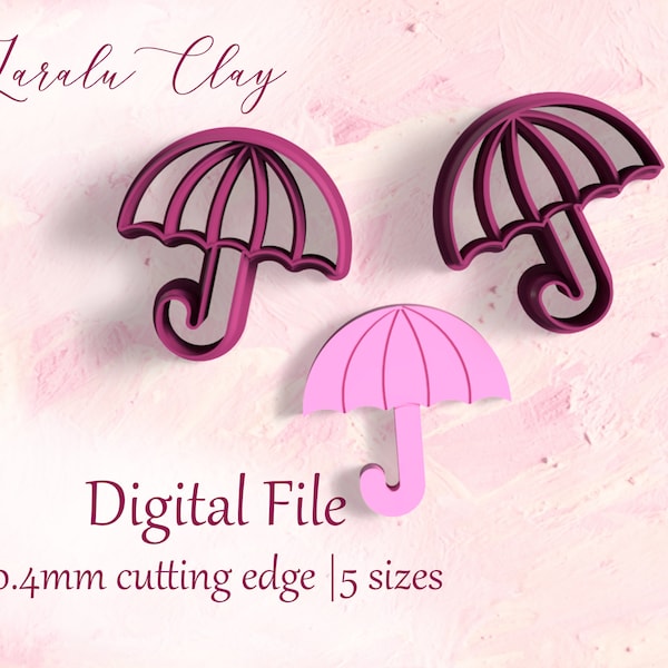 Umbrella Polymer Clay Cutter STL | Digital STL File | 5 Sizes |  Cookie cutters | Polymer Clay Earrings | Laralu Clay STL