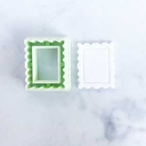 Cortador de arcilla polimérica con forma de sello postal rectangular / Rey / Reina / Realeza / Pendientes de arcilla polimérica / Cortadores de galletas con glaseado de fondant / Postal