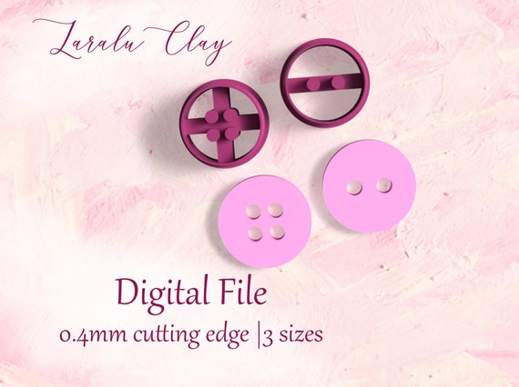 Button Clay Cutter STL | STL Digital File | 4 Sizes | Buttons Cookie cutters | Polymer Clay Earrings | Laralu Clay cutter STL