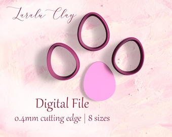 Egg 2 Cutter STL | Digital STL File | 8 Sizes | Easter Cookie cutters | Polymer Clay Earrings | Laralu Clay STL