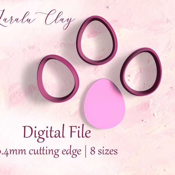 Egg 2 Cutter STL | Digital STL File | 8 Sizes | Easter Cookie cutters | Polymer Clay Earrings | Laralu Clay STL