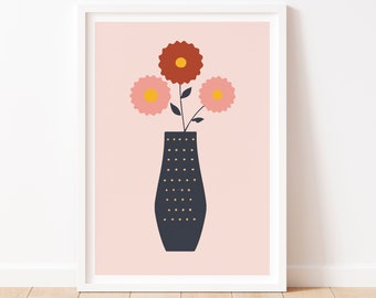 Pretty Vase Flower Wall Art - Digital Download Printable Art - Pastel Hues Home Decor