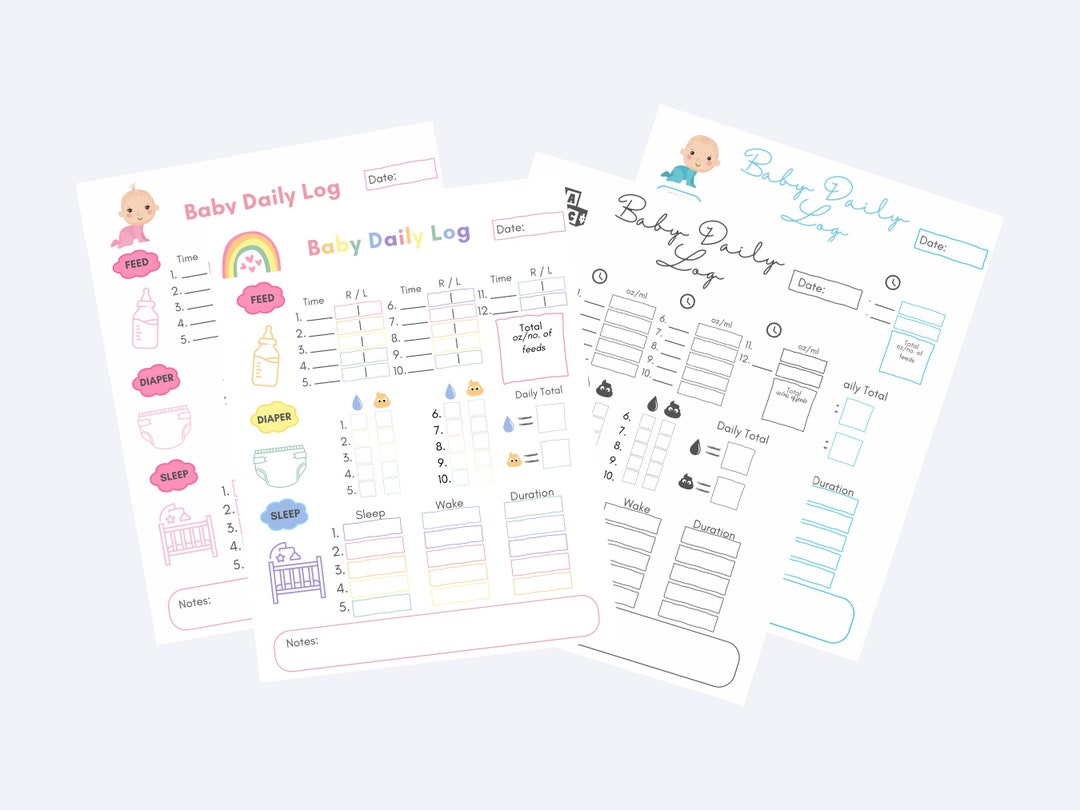 Printable Baby Log Breastfeeding Baby Log Bottle Feeding Formula Bundle Baby Tracker Infant Pee