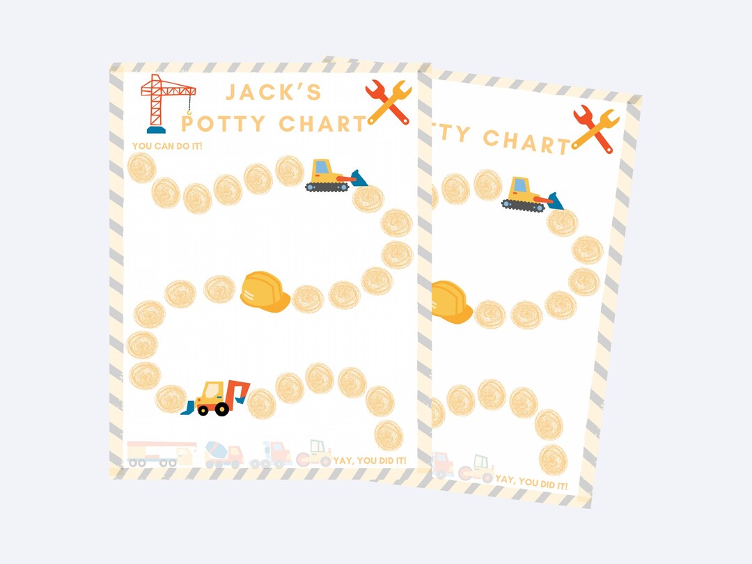Construction Potty Training Chart for Boys Incentive Sticker Chart ...