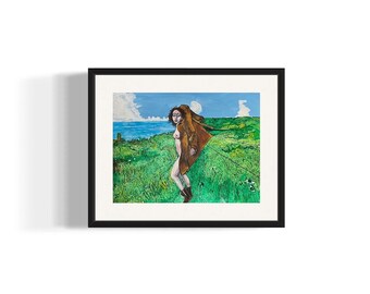 Au moins elle a regardé en arrière, peinture originale sur papier d'archives, oeuvre d'art originale 9 x 12, facile à encadrer