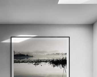 Photo Print / Fine Art Photo Prints / Wall photo / lake landscape / black and white photo art / photo gift / housewarming gift - Torn Sky