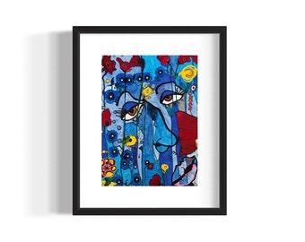 Oh So Blue original painting on paper, limited availability original art, easy to frame art