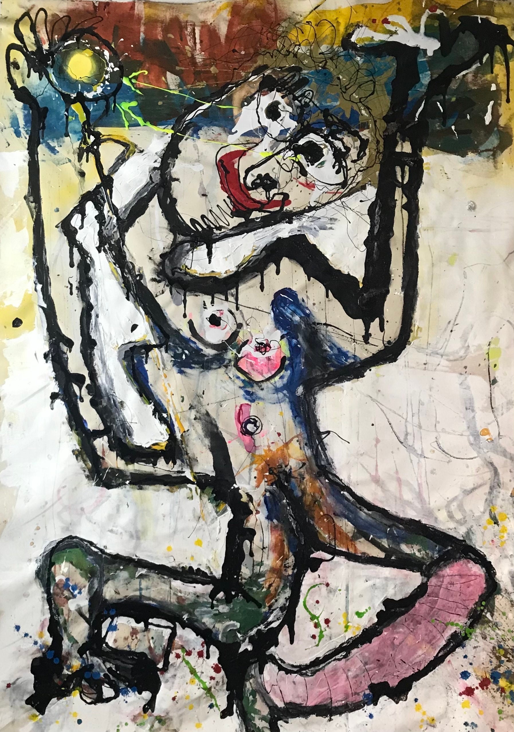 She Loved to Run Through the Flowers in One Leg Warmer original painting on canvas, 73 x 55 original art