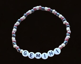 Handmade Stretchy Beaded Bracelet Gemini Zodiac