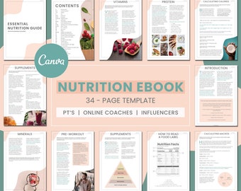 Nutrition Guide Canva Template - Content Included - Lead Magnet - Done For You
