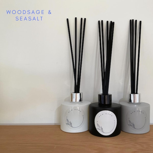 Woodsage & Seasalt Reed Diffuser: Coastal Home Scent with Fibre Reeds