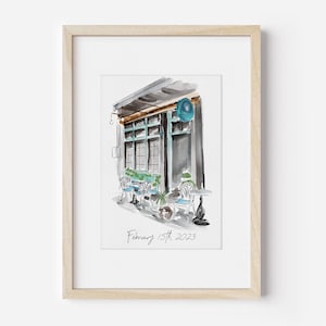 First Date Venue Watercolor Portrait, Watercolor Venue, Where We Met, Custom Watercolor, Anniversary Art, Our First Place, Love Story Art