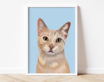 Custom Cat Portrait, Custom Cat Painting, Cat Portrait, Cat Painting, Cat Lover Gift, Cat Memorial, Pet Portrait Custom, Pet Loss Gift