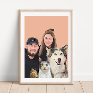 Custom Portrait, Couple Portrait, Cartoon Portrait, Custom Family Portrait, Couple Drawing, Personalized Portrait, Mother's Day Salmon