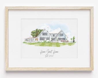 Watercolor House Painting, Custom Home Portrait, Mother's Day, Home Painting, Moving Gift, House Portrait, House Closing Gift, New Home Gift