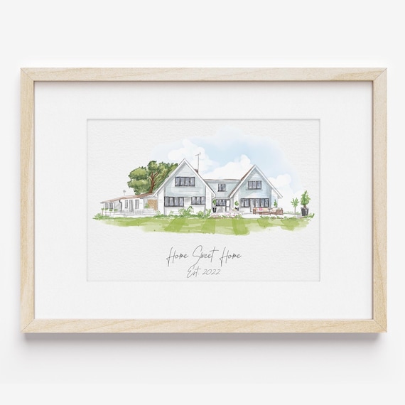 Watercolor House Painting, Custom Home Portrait, Mother's Day, Home Painting, Moving Gift, House Portrait, House Closing Gift, New Home Gift