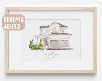 Custom Home Portrait, Home Painting, House Portrait, Watercolor House Painting, Mother's Day, Custom Home Portrait, New Home Gift