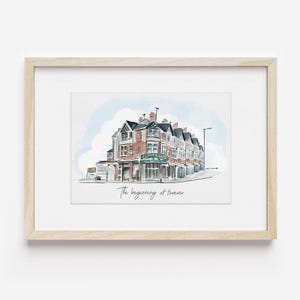 First Date Venue Watercolor Portrait, Watercolor Venue, Where We Met, Custom Watercolor, Anniversary Art, Our First Place, Love Story Art