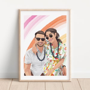 Custom Portrait, Couple Portrait, Cartoon Portrait, Custom Family Portrait, Couple Drawing, Personalized Portrait, Mother's Day Rainbow