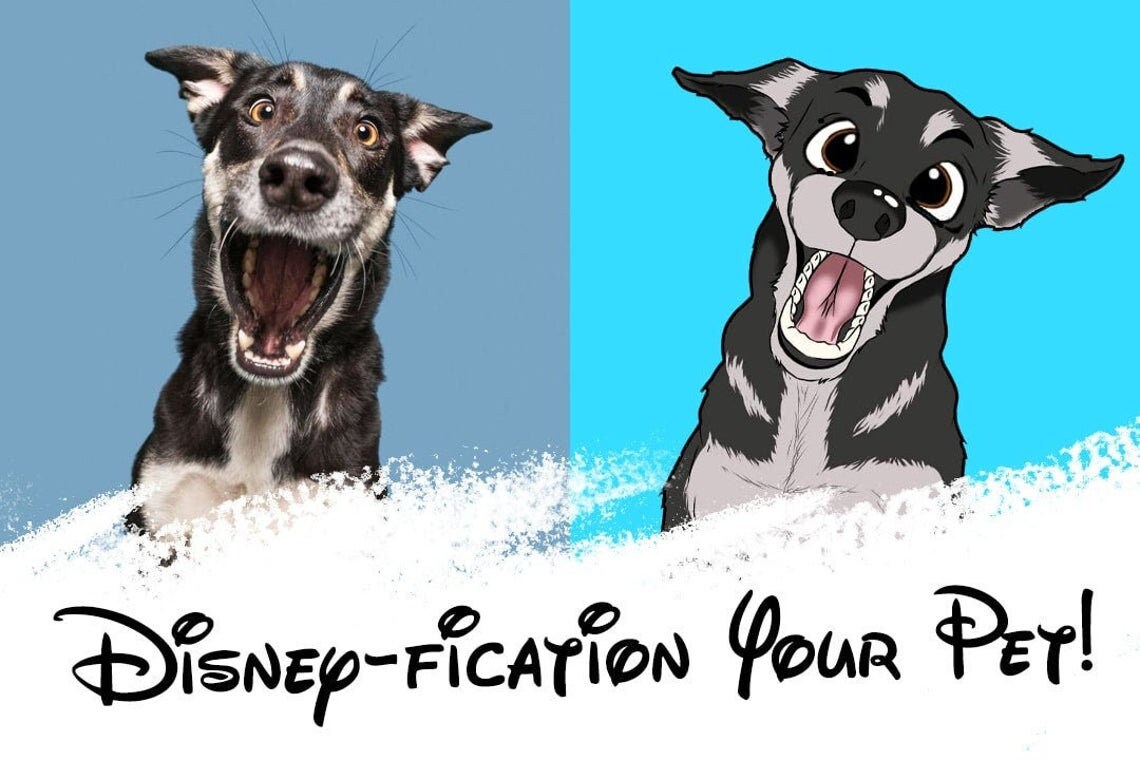Pet Disney Cartoon Pet Pet Portrait Disney Pet Dog Disney Etsy