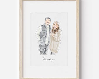 Personalized Watercolor Memorial Portrait, Customizable Family Painting From Photo, Watercolor Portrait, Mother's Day Gift, Combining photos