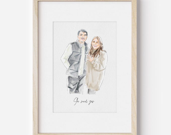 Personalized Watercolor Memorial Portrait, Customizable Family Painting From Photo, Watercolor Portrait, Mother's Day Gift, Combining photos