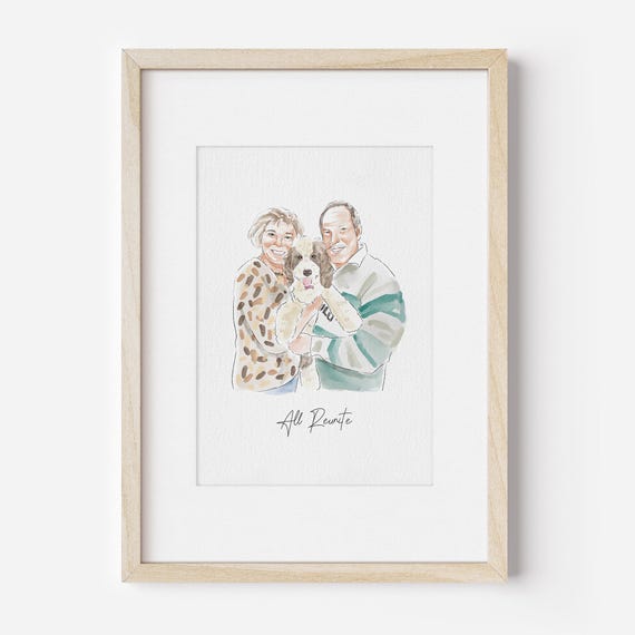 Couple Portrait, Family Portrait, Watercolor Portrait, Couple Painting, Gift For Him, Couple Illustration, Engagement Gift, Father's Day