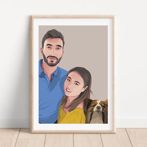 Custom Portrait, Couple Portrait, Cartoon Portrait, Custom Family Portrait, Couple Drawing, Personalized Portrait, Mother's Day Taupe