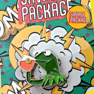 Kermit The Frog Sipping on Tea But That&#39;s None of My Business Enamel Pin